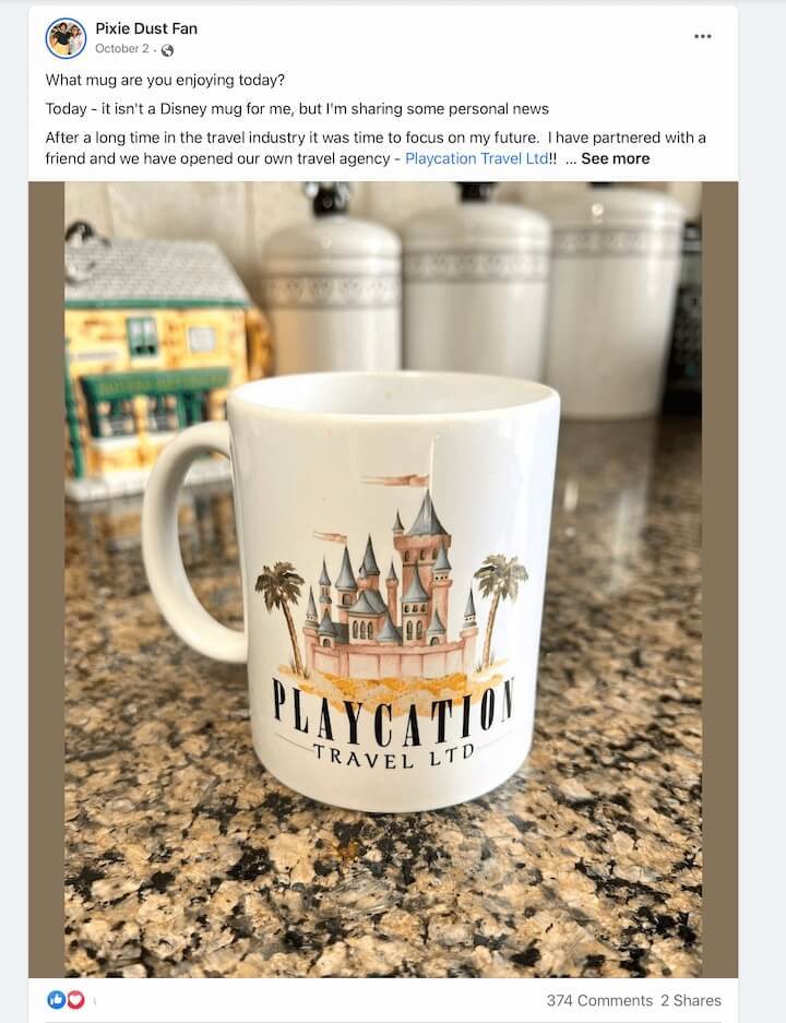 Pixie Dust Fan Travel Agency Announcement Mug Post